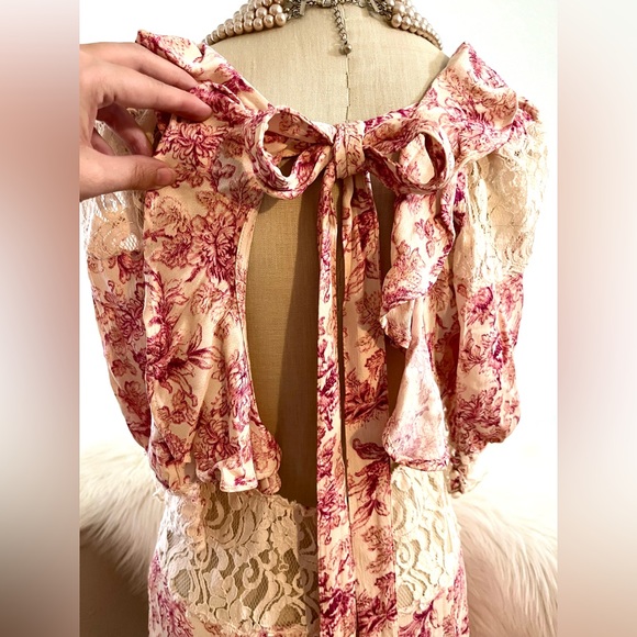 EUC 8 Cottage Core Floral Lace Dress - Picture 13 of 14